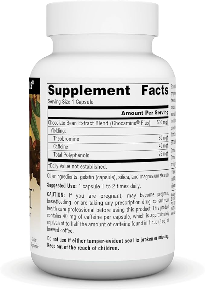 Source Naturals ChocoLift 500mg, Chocamine Plus Cocoa Extract for Positive Energy*, 500 mg - 60 Capsules