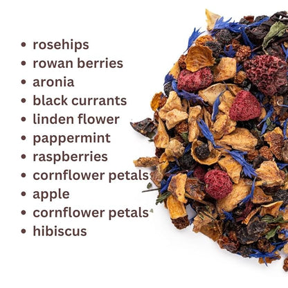 2 PACK Fruit Tea Loose (8oz.) - Wild Berries Loose Leaf Fruit Tea - Bright, Bold & Fruity - Naturally Caffeine Free - Fruta Seca para Te