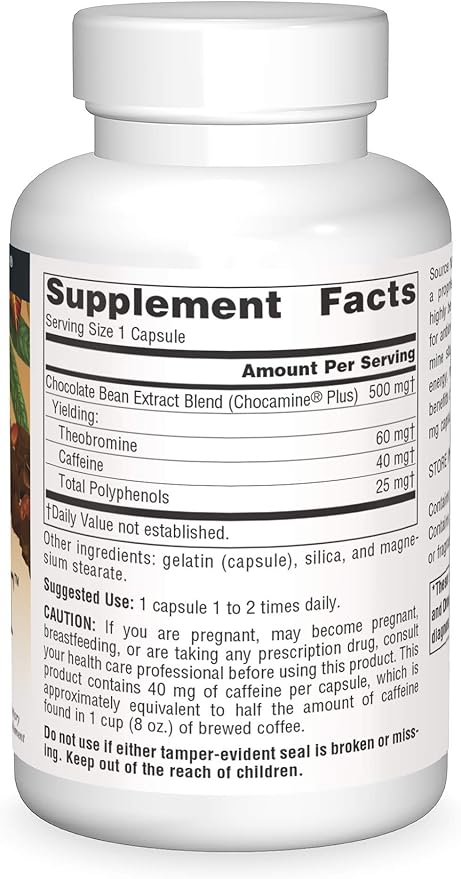 Source Naturals ChocoLift 500mg, Chocamine Plus Cocoa Extract for Positive Energy*, 500 mg - 120 Capsules