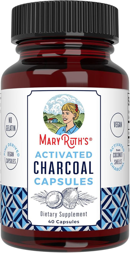 Activated Charcoal by MaryRuth's | Activated Charcoal Capsules | Substance Adsorption | Derived from Coconut Shells | Vegan Capsules from Pine Trees | Non-GMO | Gluten Free | 40 Count