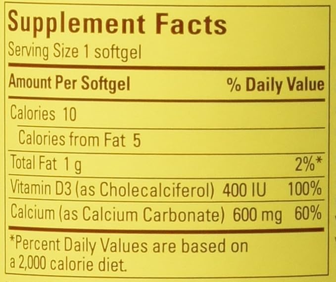 Nature Made Calcium 600 Mg with Vitamin D, 100 Liquid Softgel (6 Pack)