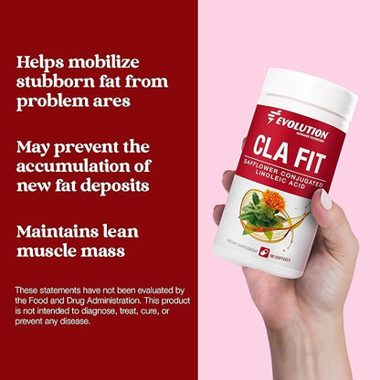 Evolution Advance Sport Nutrition CLA Fit 2,400 mg – Conjugated Linoleic Acid Supplement - Support Lean Muscle Mass, Promote Energy – Non-GMO, Gluten-Free (90 Softgels), 800 mg Per Softgel