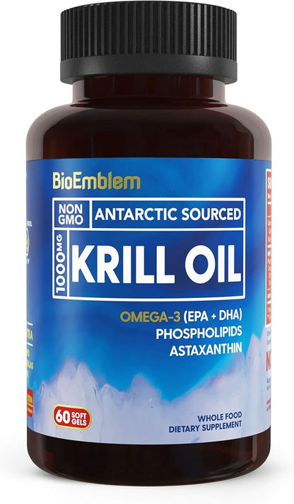 BioEmblem Antarctic Krill Oil Supplement and CoQ10 with BioPerine