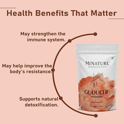 minature Guduchi (Giloy) Powder | (Tinospora Cordifolia) | Supports Healthy Digestion | Immunity Booster| Indian Giloy Powder | Resealable Zip Lock Pouch | 227g (8oz)