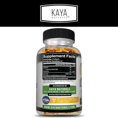 Kaya Naturals CLA Capsules – Conjugated Linoleic Acid – Non-GMO & Gluten-Free (60 Count (Pack of 1))