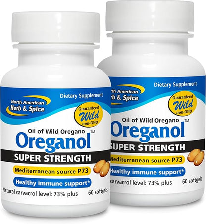 North American Herb & Spice Super Strength Oreganol P73 - Pack of 2, 60 Softgels - Immune System Support - Vegan Friendly Wild Oregano - Non-GMO - 120 Total Servings