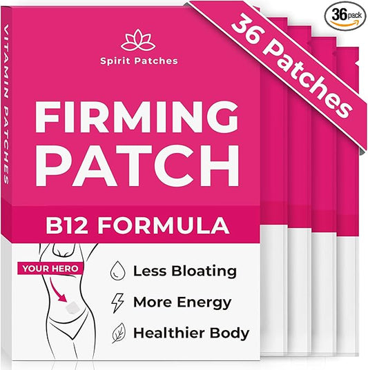 Firming B12 Patches (Pack of 36) - 100% Natural Vitamin Patches for Women, Energy & Body Support, Self-Adhesive Transparent Patches - Enhanced Formula
