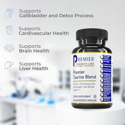 Premier Research Labs Taurine Blend - Taurine Supplement, Taurine Pills, L Taurine Amino Acid Supplement for Liver, Gallbladder, Brain & Heart Health, for Women & Men - 90 Vegetarian Capsules