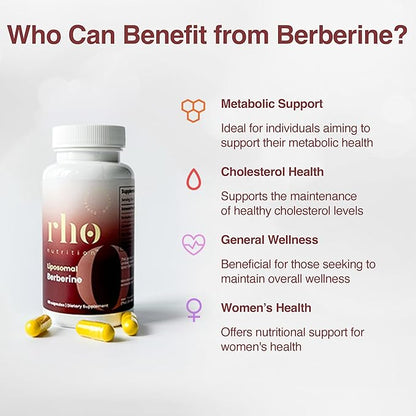 Liposomal Berberine Capsules - Ultra High Absorption Supplement – Supports Immune Function, Gut Health and Metabolic and Cardiovascular Health (60 Capsules)