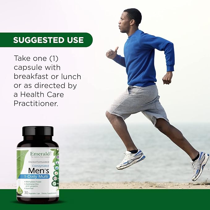 EMERALD LABS Men's 1 Daily Multi - Additive-Free Men's Multivitamin - Includes Lycopene, Zinc, Vitamin D3, & More - Supports Bones, Prostate & Vision* - 30 Vegetable Capsules