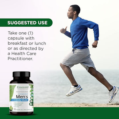 EMERALD LABS Men's 1 Daily Multi - Additive-Free Men's Multivitamin - Includes Lycopene, Zinc, Vitamin D3, & More - Supports Bones, Prostate & Vision* - 30 Vegetable Capsules