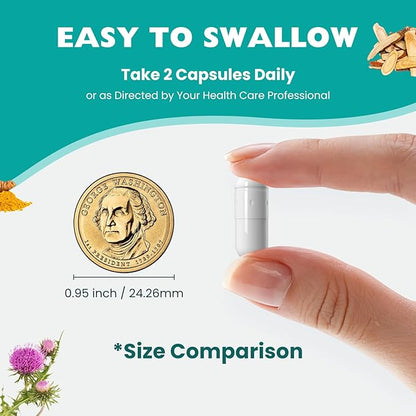 Milk Thistle Supplement - Liver Detox Cleanse Formula Herbal Liver Support with Milk Thistle, Dandelion Root, Artichoke, Turmeric, Astragalus for Liver Health, 90 Capsules-60