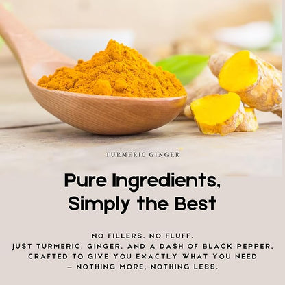 Turmeric Ginger with Black Pepper & Ginger 1000 mg 120 Capsules | Turmeric and Ginger Supplement with 95% Curcuminoids | Extra Strength Supplement| Joint Support Supplement | Non-GMO - 120 Capsules
