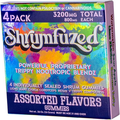 Proprietary Nootropic Gummy 3200mg - Lion's Mane, Reishi, Chaga, and Cordycep Nootropic Tripee Mushroom Blend (4, Assorted)