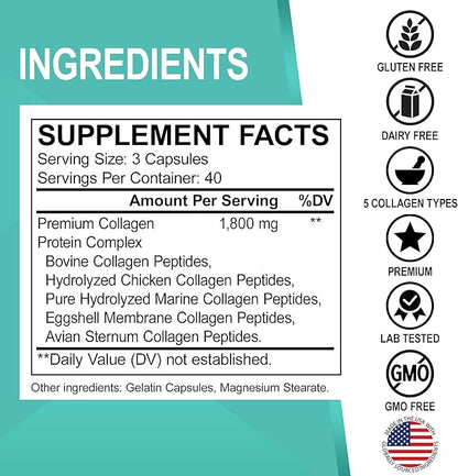 Multi Collagen Peptides & Liver Cleanse - Type I, II, III, V, & X Multi Collagen Peptides for Skin, Hair & Nails - Liver Cleanse Detox Support Supplement, Natural Milk Thistle Dandelion Supplements