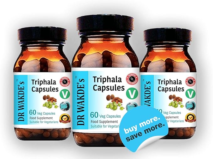 DR WAKDE'S Triphala Capsules (60 Veg Caps, Plant-Based Supplement, Ayurvedic Herb, All Natural, Vegan)