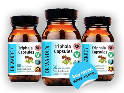 DR WAKDE'S Triphala Capsules (60 Veg Caps, Plant-Based Supplement, Ayurvedic Herb, All Natural, Vegan)