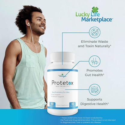 Protetox Max Probiotic - Premium Probiotic Formula - Help Reduce Gut Bloat & Support Digestive Health - Natural Immune Support - Best Probiotics for Men & Women, Pack of 1