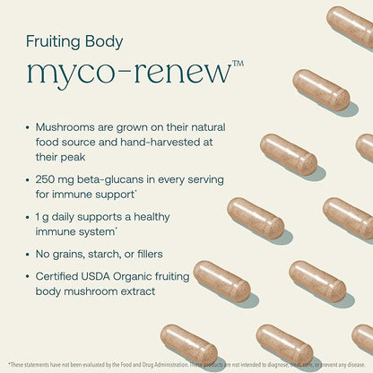 True Grace Mushroom Myco-Renew Blend Daily Immune Support - 60 Count Capsules - Organic
