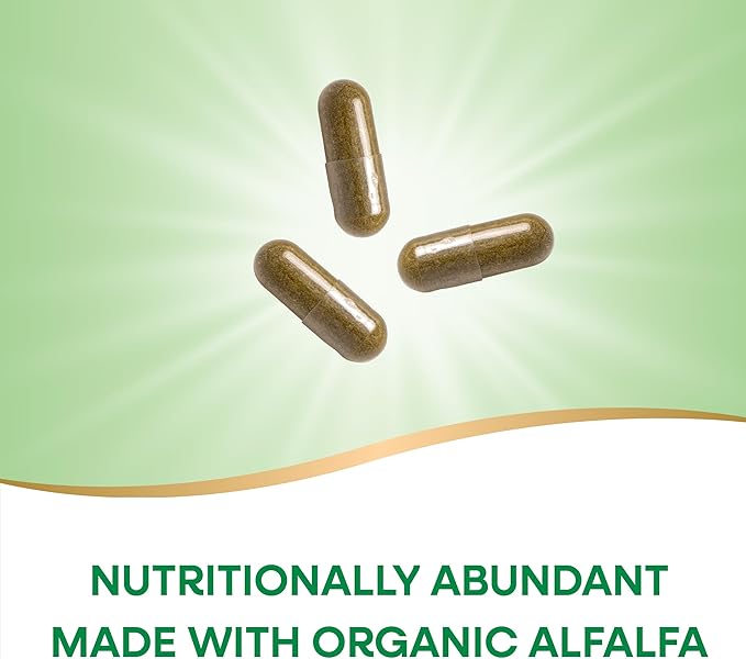 Nature's Way Alfalfa, Made With Organic Alfalfa, 1,215 mg per 3-capsule serving, Alfalfa Herbal Capsule, Gluten Free, Vegan, 100 Capsules (Packaging May Vary)