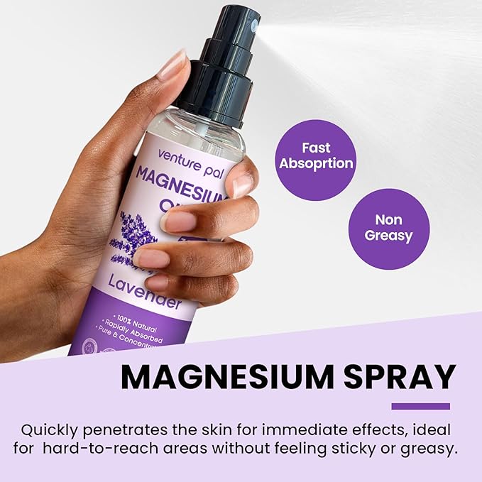 Venture Pal Magnesium Oil Spray Set,100% Pure Magnesium Oil Spray Big 8 oz