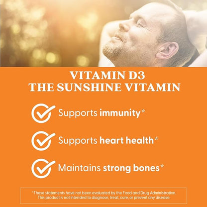 Doctor's Best Vitamin D3 5000 IU, Supports Heart, Bones, & Immunity, Non-GMO, Gluten Free, Soy Free, Vegetarian 180 Veggie Softgels