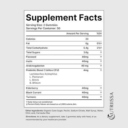 Nutriissa Flaxseed Gummies – Digestive Health & Omega Support – EPEB Certified for Purity & Potency – 60 Blueberry Flavored Vegan Gummies