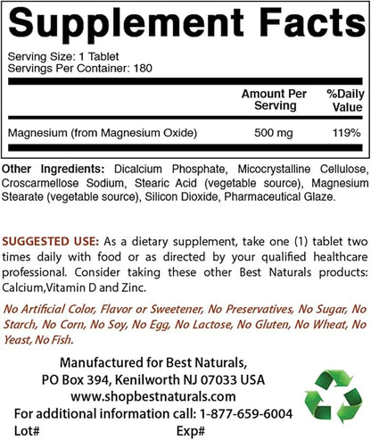 Best Naturals Alfalfa Green Super Food 500 mg & Magnesium Oxide 500 mg