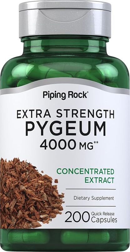 Piping Rock Pygeum Supplement 4000 mg | 200 Capsules | Pygeum Africanum Bark Extract | Extra Strength | Non-GMO, Gluten Free