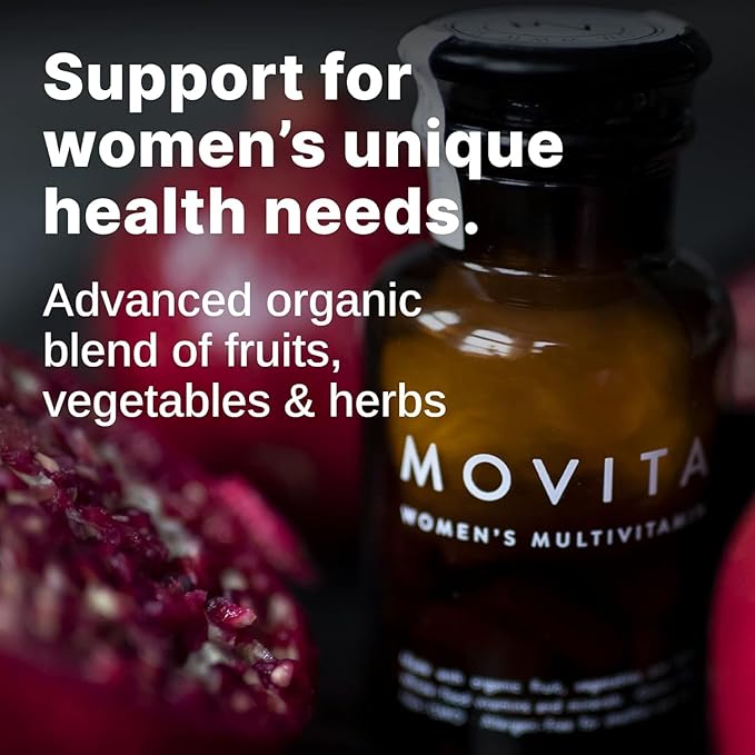 Movita Women’s Daily Multivitamin - Organic Fermented Whole Foods for Enhanced Energy, Immunity & Vitality - Vegan, Gluten-Free, Non-GMO - 30-Day Supply (Glass Bottle)