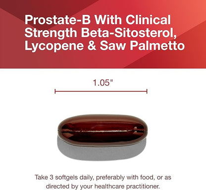 PROTOCOL FOR LIFE BALANCE Prostate-B Clinical Strength - Prostate Health Supplement for Men - with Beta Sitosterol, Lycopene & Saw Palmetto - Halal & Dairy Free - 90 Softgels