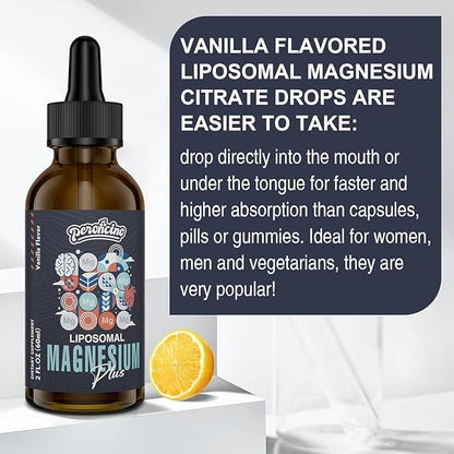 Liposomal Magnesium Citrate Drops for Gut and Bone Health, Mood and Stress Management, Powerful Formula with Vitamin B6 and Zinc Gluconate 60ml (2.04 Fl Oz (Pack of 3))