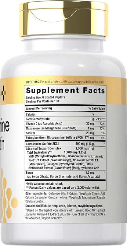 Doctor's Way Glucosamine Chondroitin Turmeric MSM | 200 Caplets | Advanced Support Complex | Non-GMO, Gluten Free Supplement