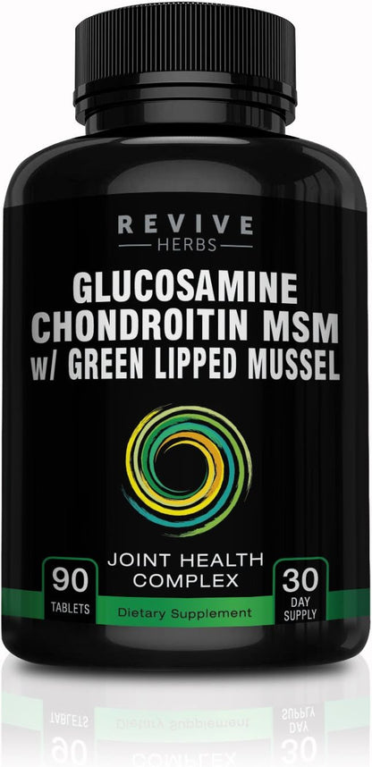 Glucosamine Chondroitin MSM with New Zealand Green-Lipped Mussel | Support Joint Flexibility, Connective Tissue, Cartilage Health