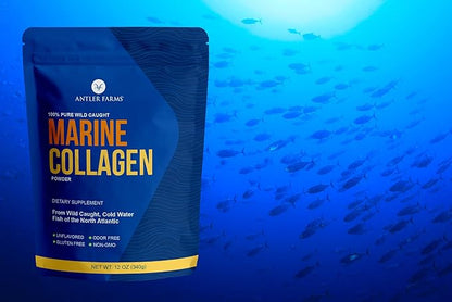 Antler Farms - 100% Pure, Clean Marine Collagen Powder from Wild Caught Pacific Snapper, 12 oz – Soluble in Hot or Cold Liquids, Highly Bioavailable, Rapid Absorption, No Taste or Smell