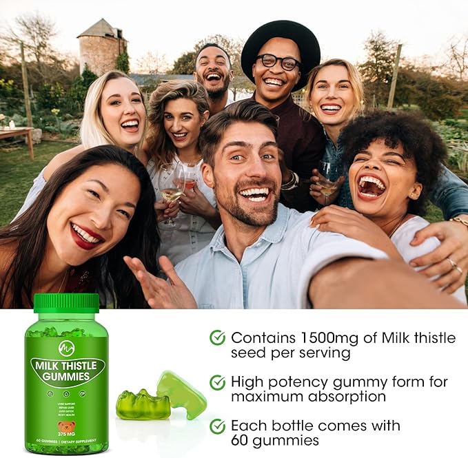 Milk Thistle Gummies, Liver Cleanse Gummy, Organic Liver Detox Supplements for Men & Women - 60 Gummies (Pack of 2)