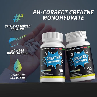 Creatine Monohydrate 2500mg Per Serving, 90 Capsules - Gluten Free, Non-GMO