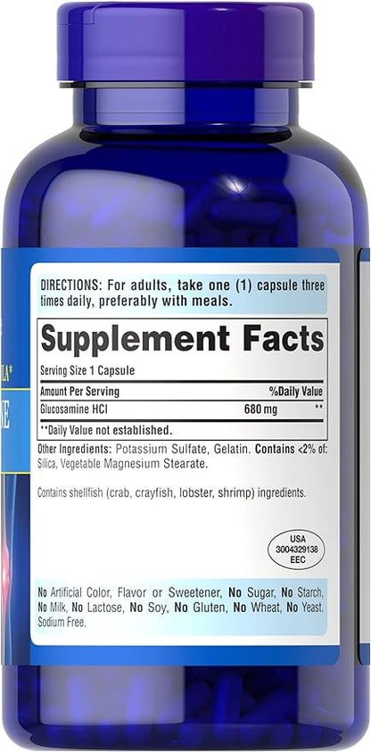 Puritan's Pride Joint Formula Glucosamine HCI for Men and Women 680mg, Dietary Supplement for Joint Health, 80 Day Supply, 240 Capsules