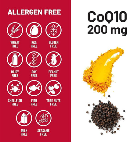 NatureWise CoQ10 200mg Softgels, High Potency Ubiquinone - Coenzyme Q10 Supplement - Antioxidant for Heart Health + Energy - Vegan, Non-GMO, Gluten-Free - 30 Count[1-Month Supply]