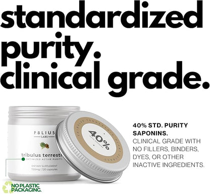 Tribulus Terrestris 750mg - Concentrated Natural Whole Plant Extract - 120 Capsules