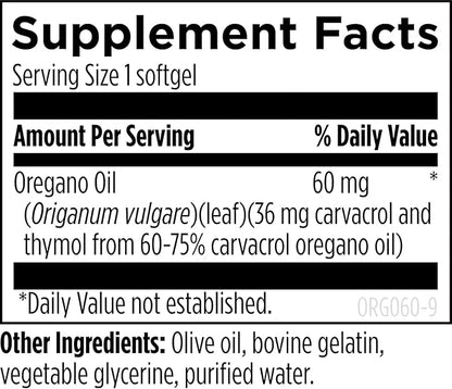 Designs for Health Oil of Oregano - Oregano Oil Capsules with Highly Concentrated Carvacrol - Supports Intestinal Cleansing - Oregano Oil Pills for GI Support (60 Softgels)