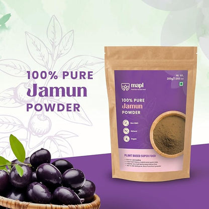MAPL Jamun Powder 200g – 100% Pure, Natural Jamun Fruit Powder, Ideal for Cooking, Baking, Smoothies, and Recipes. versatile ingredient for a variety of culinary uses (7.5 oz)