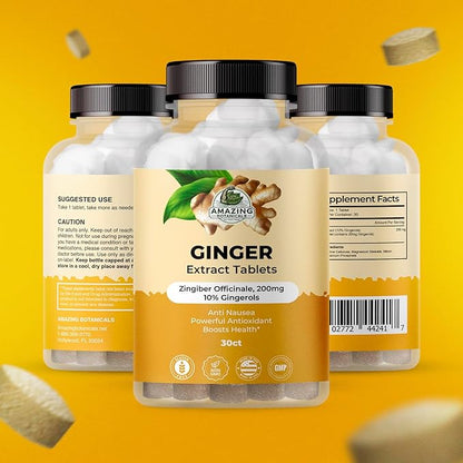 Ginger Root Extract Tablets 200 mg - 10% Gingerols, 20 mg per Tablet, 30 Tablets