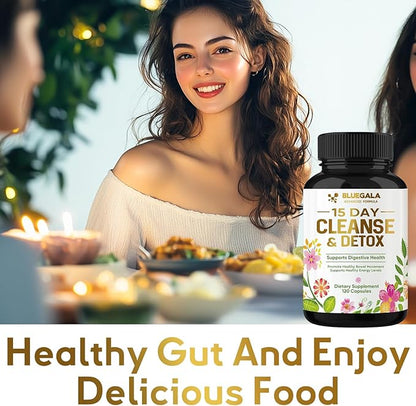 Colon Cleanse, 15 Day Cleanse, with Natural Ingredients such as Senna Leaf, Cascara Sagrada Bark and Psyllium Husk Powder, Supports Gut and Digestive System, Non-GMO, For Men and Women, 120 Capsules
