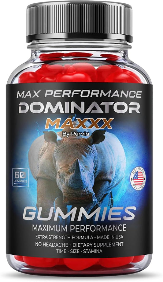 Dominator Maxx Gummies Maximum Strength Performance Gummies, Dominator Maxxx Gummies Extra Strength Overall Wellness Support, Dominator Max Gummies, DominatorMax Great Taste Mad in USA (60 Gummies)