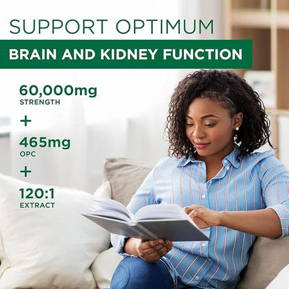 Grape Seed Extract 500 mg with 93% Polyphenols - 120:1 60,000mg Strength, 60 Capsules - 2 Months Supply - GMO & Gluten Free - Polyphenols Extracts