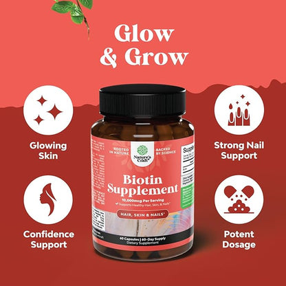 Pure + Potent Biotin Vitamins – Promotes Hair Growth + Prevents Hair Loss - Introduces Better Skin Nails - Natural Supplement for Men and Women- Helps Promote Faster Metabolism