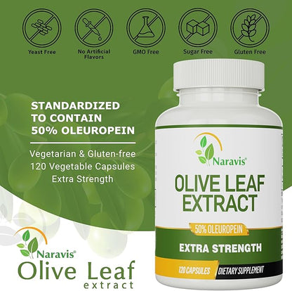 Olive Leaf Extract - 4-Month Supply - 50% Oleuropein Highest Concentration