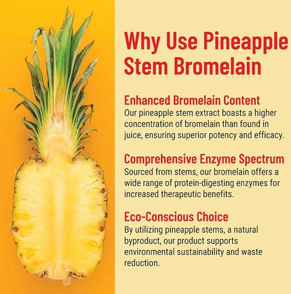 Bromelain Digestive Enzyme Pineapple Supplements, 2400 GDU, 500mg, Non-GMO, Vegan, Free of Gluten, Soy & Dairy (60 Count)