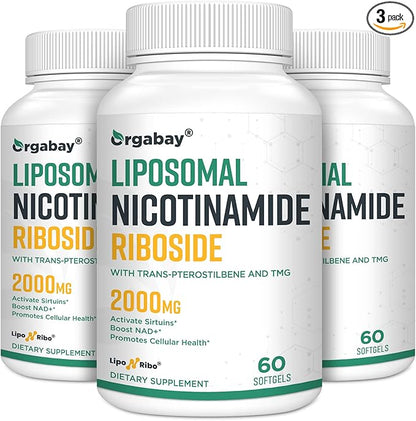 Liposomal Nicotinamide Riboside 2000 MG with TMG and Pterostilbene, Boosting NAD+, Support Healthy Aging, 180 Count